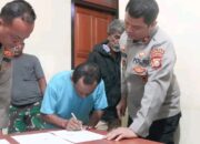 Kapolres Halteng  AKBP Fiat Dedawanto Saksikan Penandatanganan Damai antara Masyarakat dan PT MAI