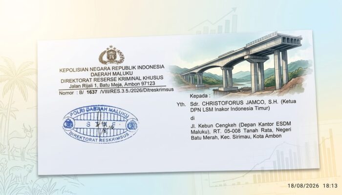 Respon Laporan LSM INAKOR, Polda Maluku Terbitkan SP2HP Usut Dugaan Korupsi Proyek Jembatan Wai Sapalewa