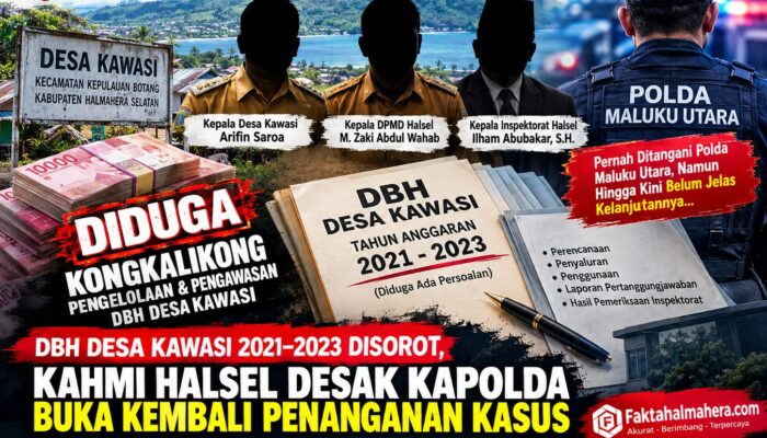 DBH Desa Kawasi 2021–2023 Disorot, KAHMI Halsel Desak Kapolda Malut Buka Kembali Penanganan Kasus DBH Kawasi