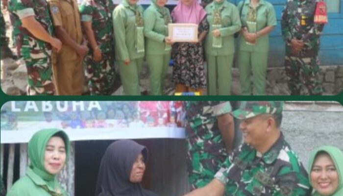 Sambut HUT ke-81 TNI, Kodim 1509/Labuha Gelar Anjangsana dan Salurkan Sembako kepada Warga Kurang Mampu